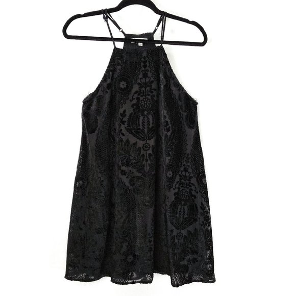Francesca's Velour Tent Dress Sleeveless Black S - Picture 1 of 6